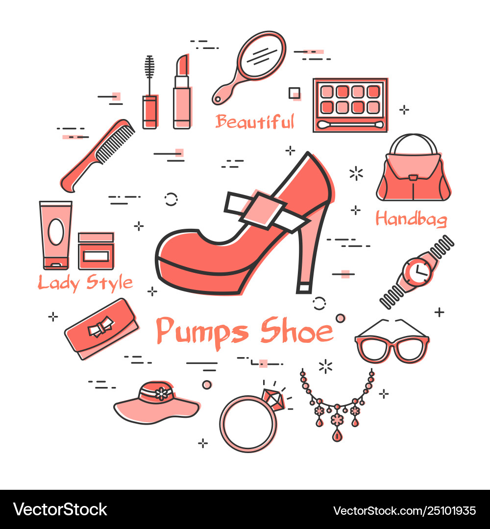 Frauen-Zubehör-Konzept mit roten Pumpen Schuh-Ikone Frauen-Zubehör-Konzept mit roten Pumpen Schuh-Ikone vektorbild