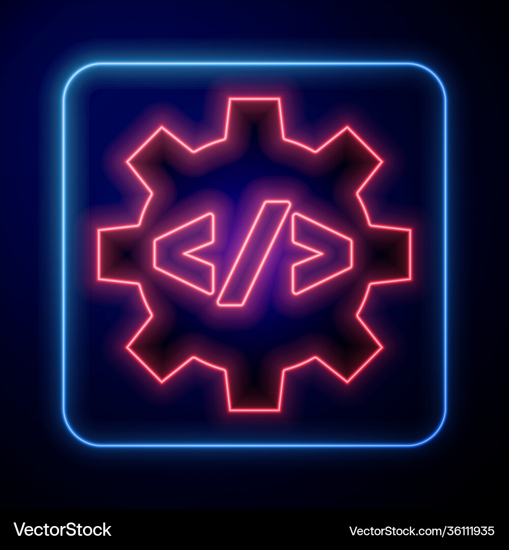 Glowing neon web design and front end development Glowing neon web design and front end development vector image