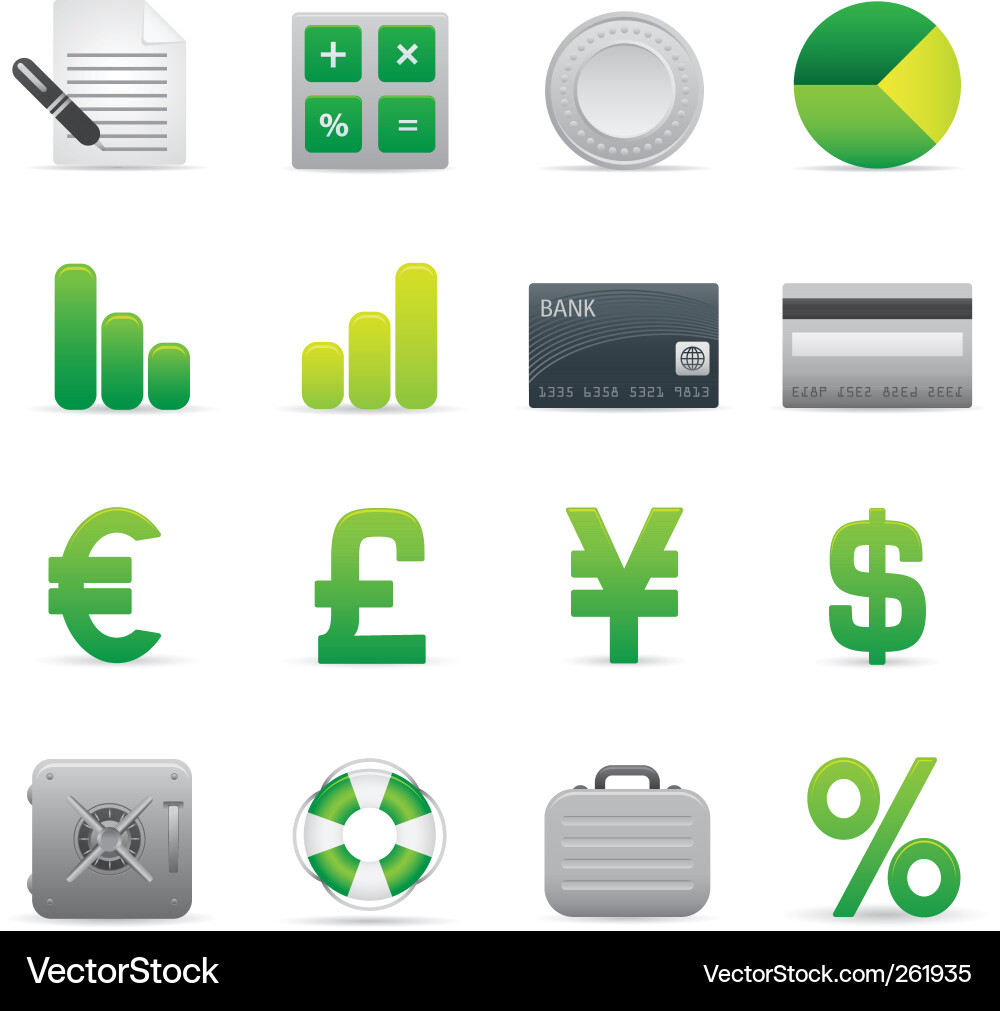 Green finance icons Vector Image