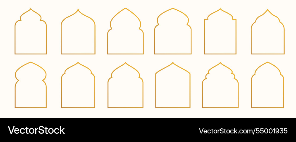 Islamic windows and arches set modern color style Vector Image