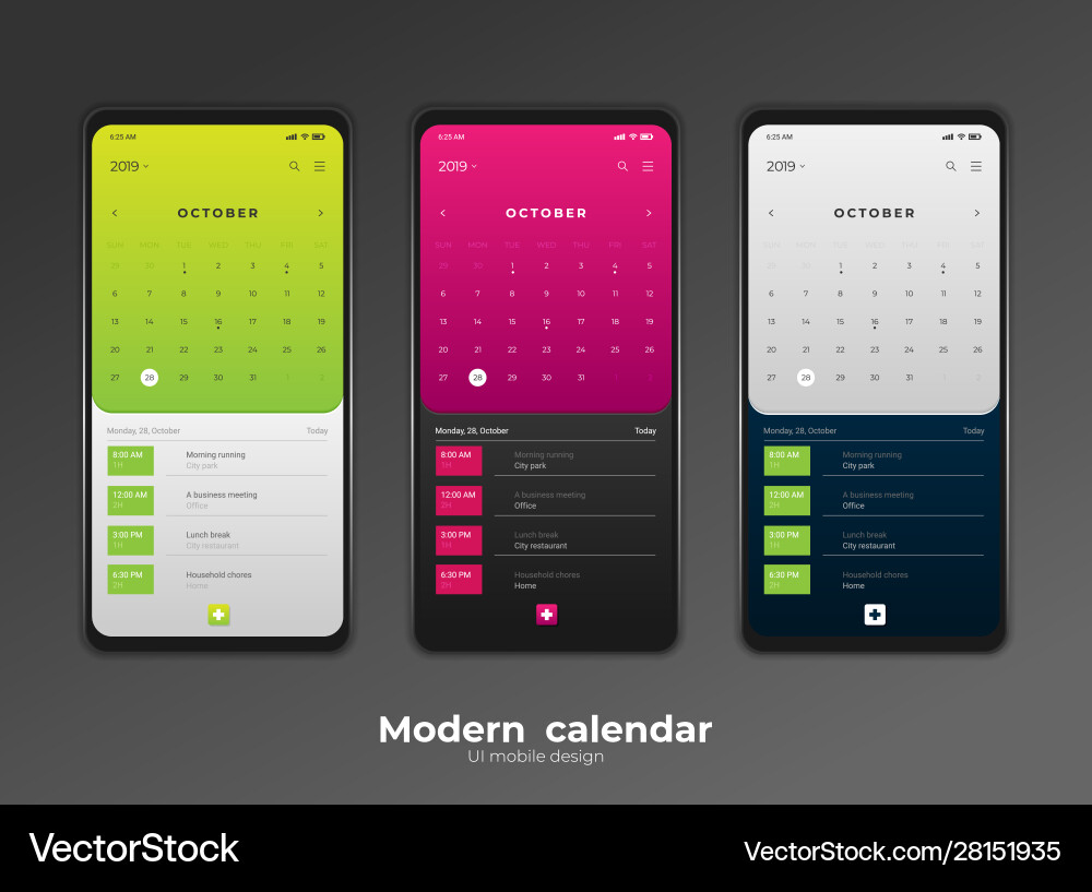 Kalender mobile apptasks ui ux design mockup bild Kalender mobile apptasks ui ux design mockup bild vektorbild