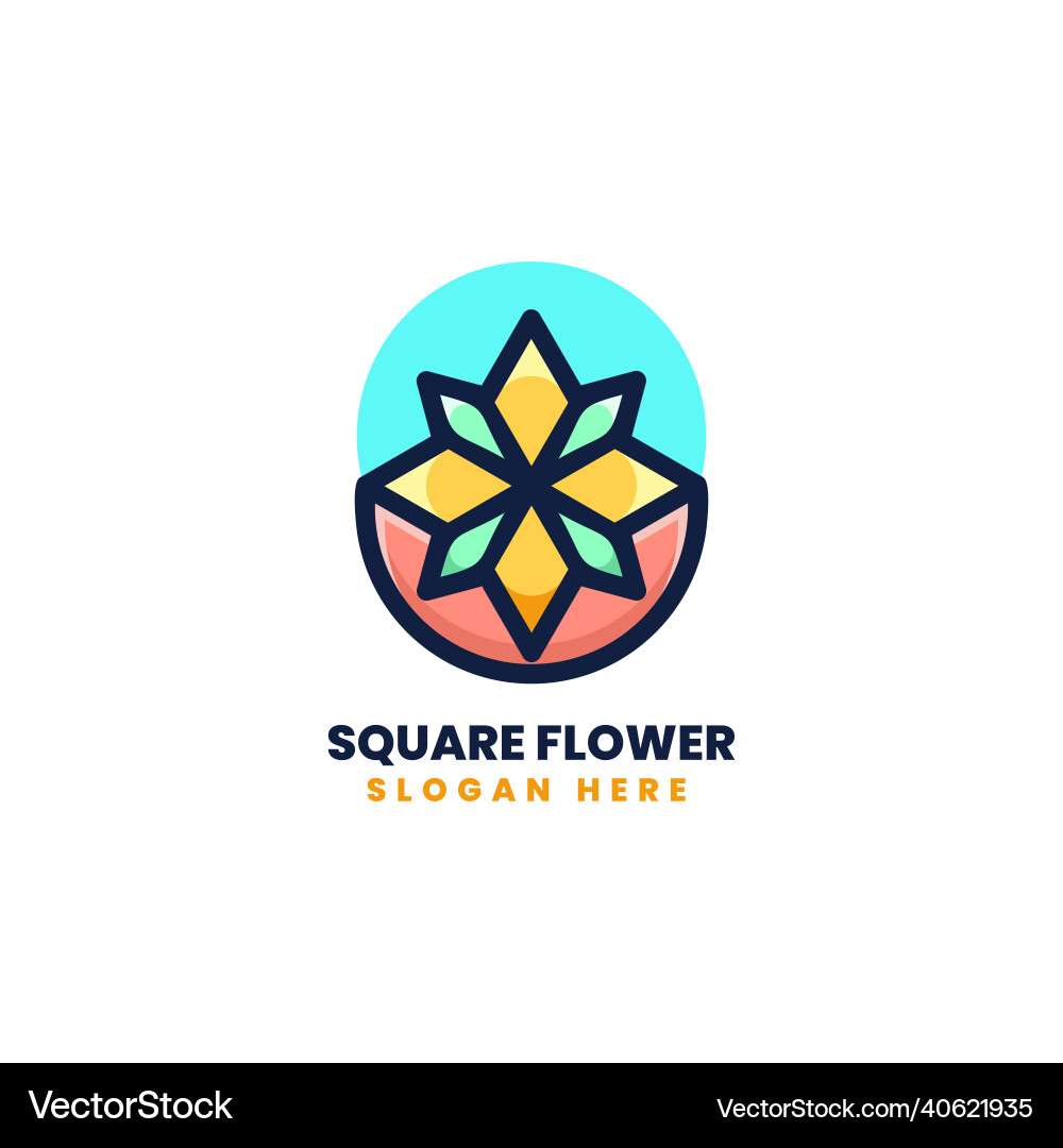 Logo quadratische Blume einfache Maskottchen Stil Logo quadratische Blume einfache Maskottchen Stil vektorbild