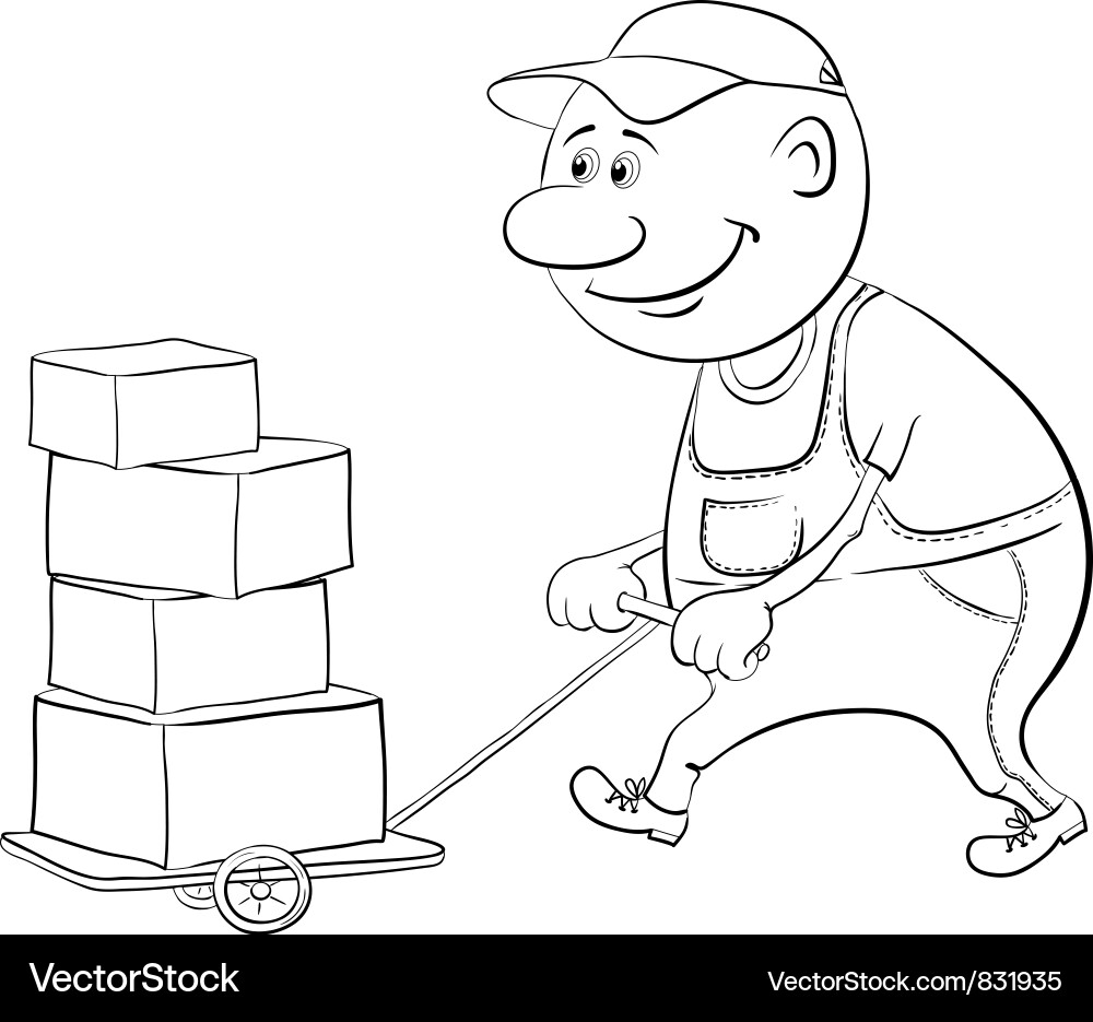 Man with Cart Full of Boxes vector image