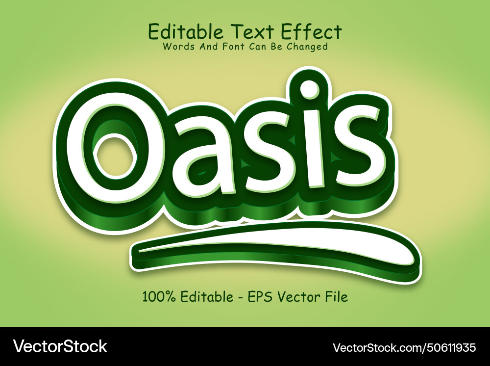 Oasis editable text effect 3 dimension emboss Oasis editable text effect 3 dimension emboss vector image