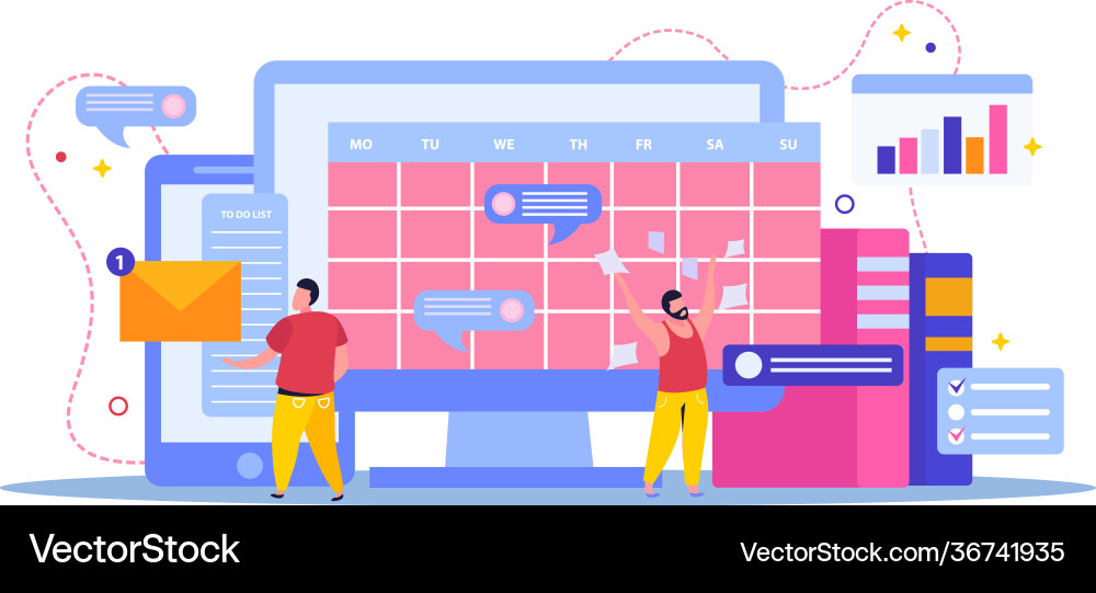 Planning and scheduling composition Vector Image