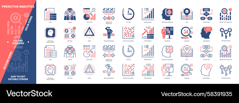 Predictive Analytics Icon Set Vector Image