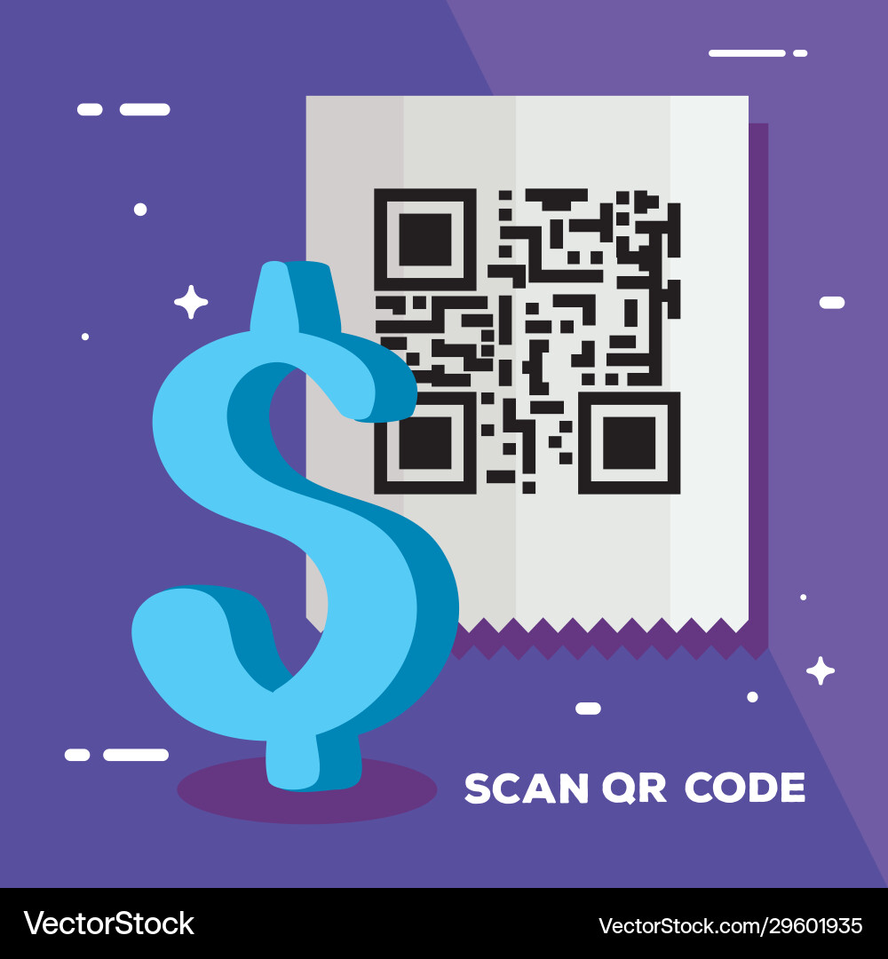 Scan qr code with symbol dollar vector image