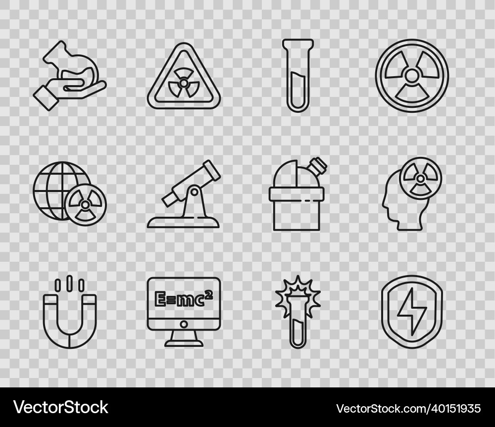Set line magnet secure shield with lightning Set line magnet secure shield with lightning vector image