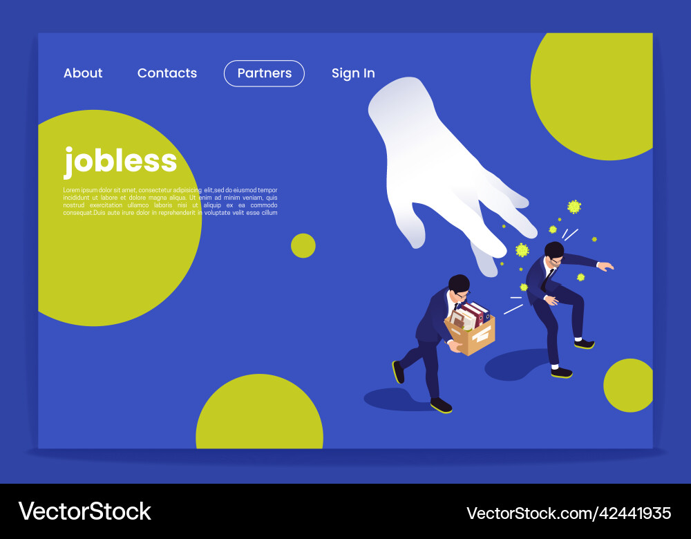 Unemployment isometric concept Royalty Free Vector Image