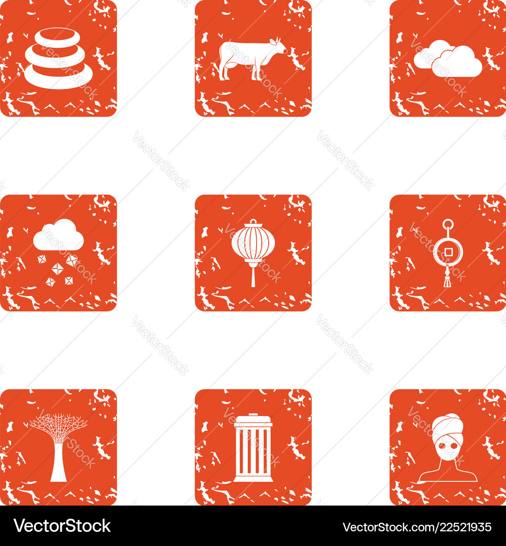 Unity with nature icons set grunge style Unity with nature icons set grunge style Vector Image