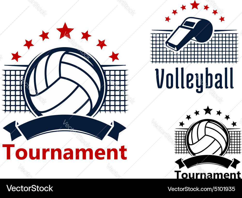Volleyball Tournament Emblems Vector Image