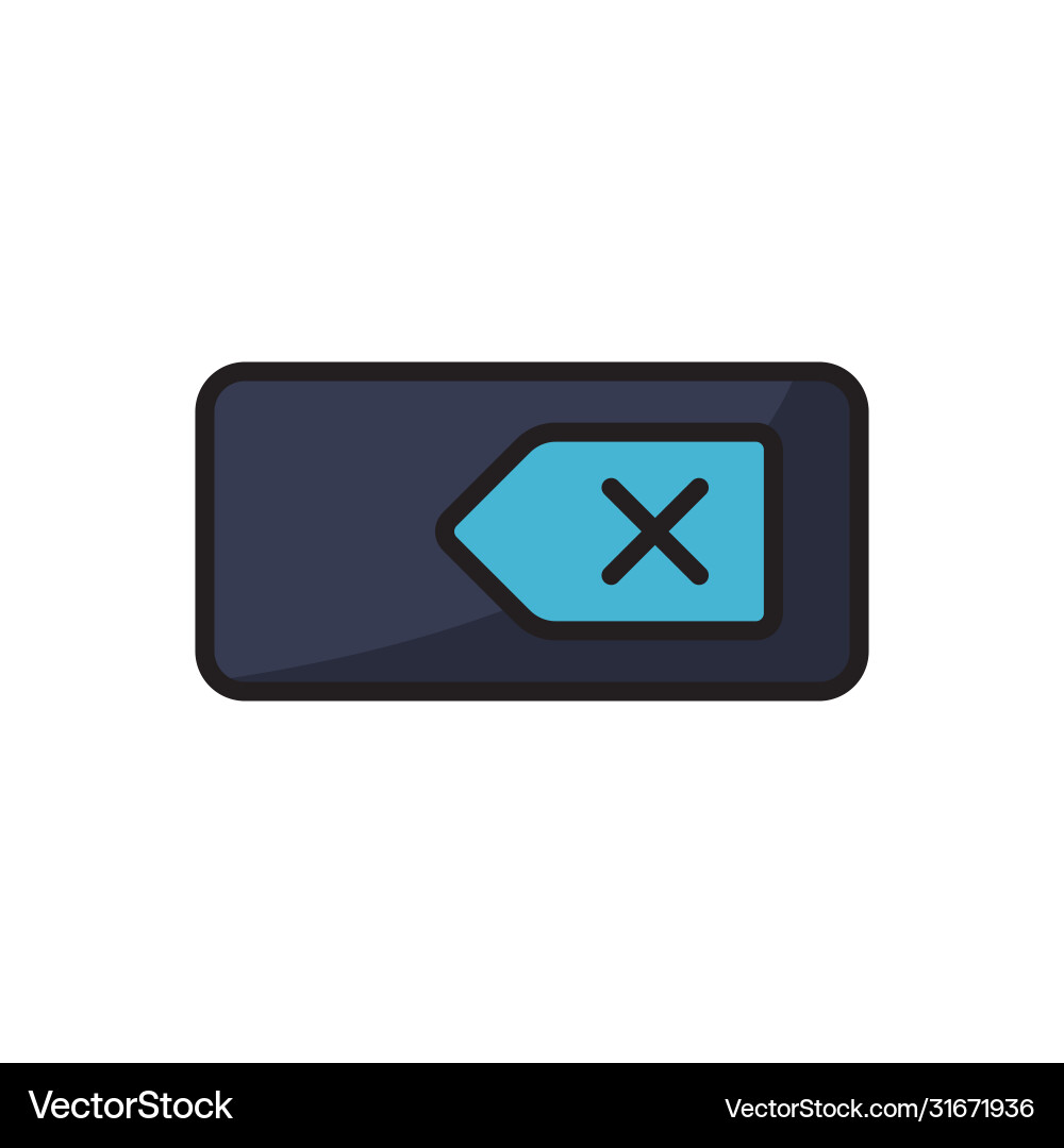 Backspace key icon symbol keyboard isolated Backspace key icon symbol keyboard isolated vector image