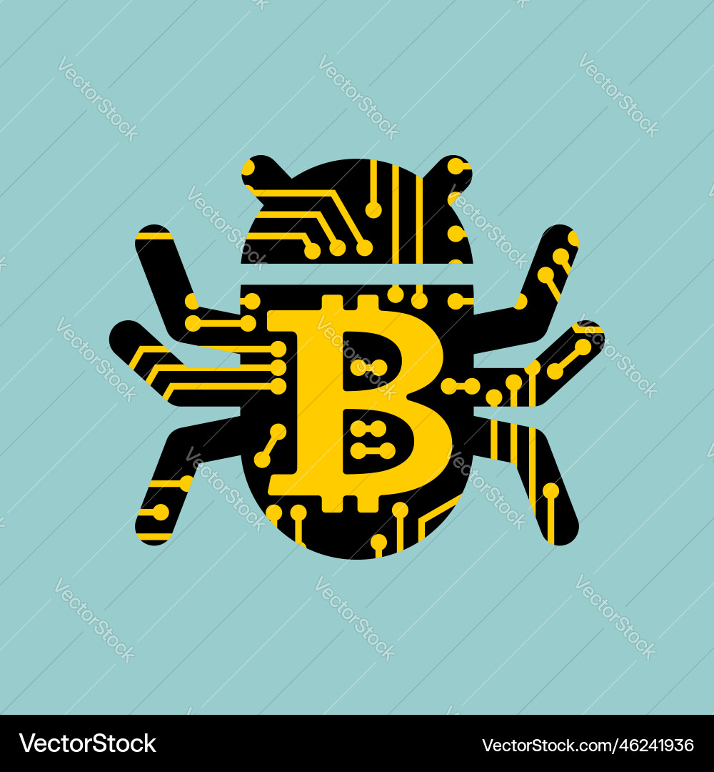 Bitcoin virus bug digital currency computer Bitcoin virus bug digital currency computer vector image