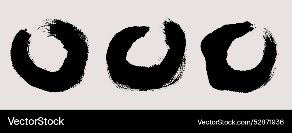 Brush strokes round and enso shapes Brush strokes round and enso shapes vector image