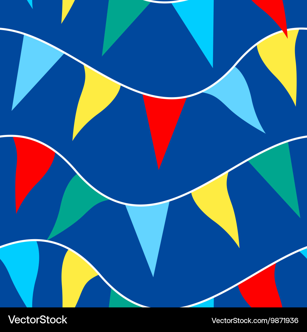 Colored flags on rope in a seamless pattern vector image