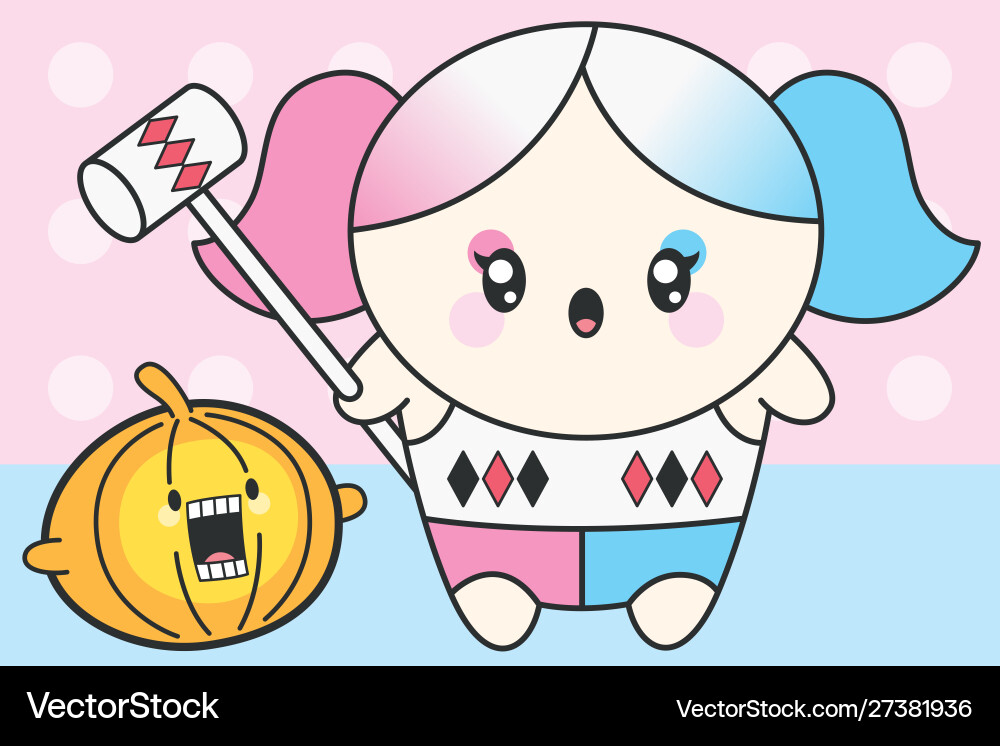 Cute kawaii girl in halloween costume children Cute kawaii girl in halloween costume children vector image