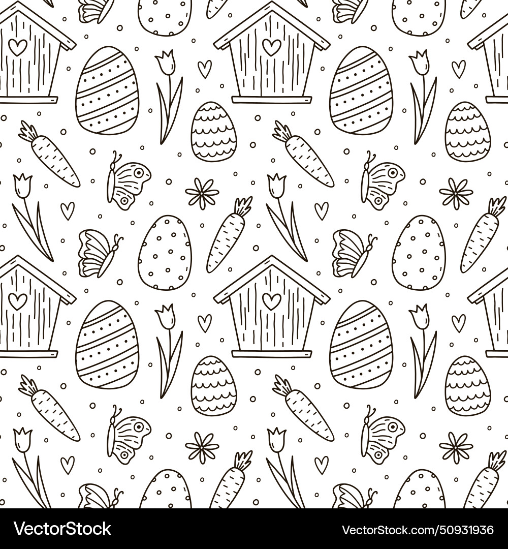 Cute seamless pattern with easter eggs Royalty Free Vector