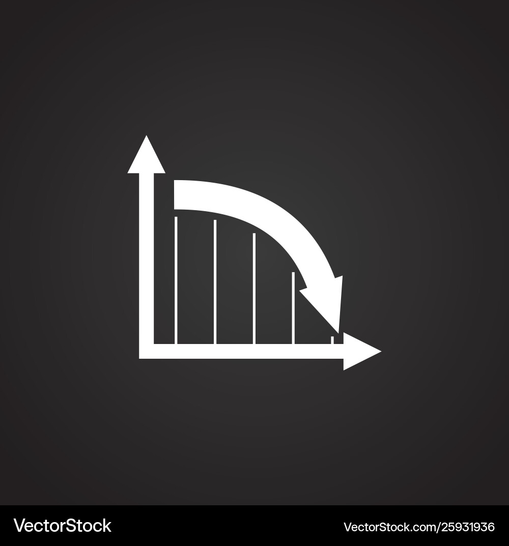 Down chart icon on background for graphic and web vector image