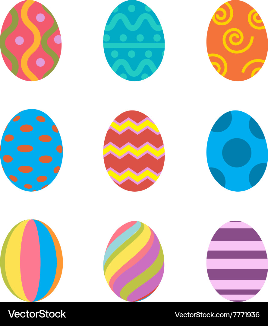 Easter eggs icons flat style Vector Image