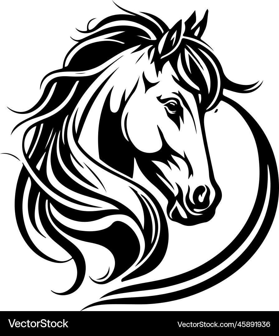 Elegant Horse Head Silhouette Vector Image