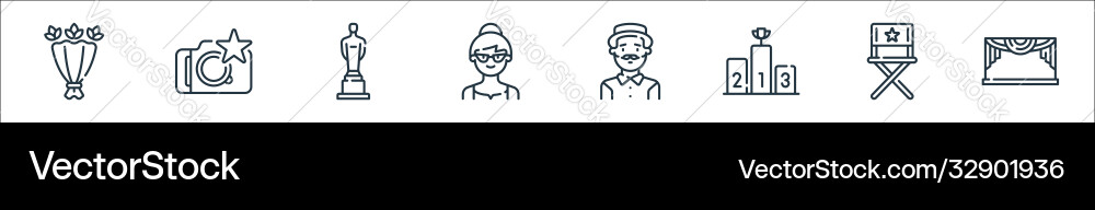 Fame line icons linear set quality Fame line icons linear set quality vector image