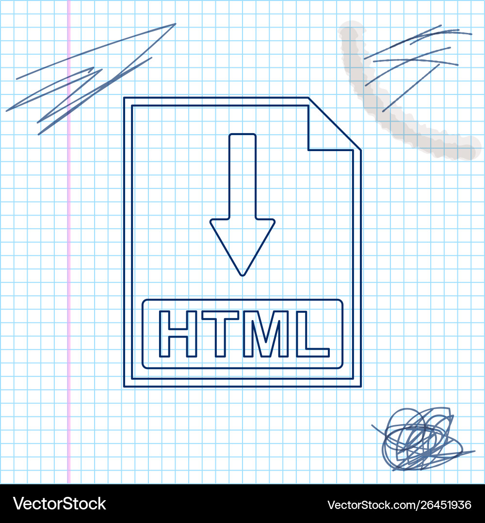 Html file document icon download button line Html file document icon download button line vector image
