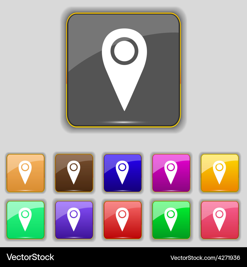 Map pointer icon sign set with eleven colored vector image