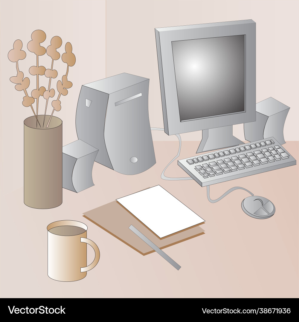 Neat working desktop Vector Image