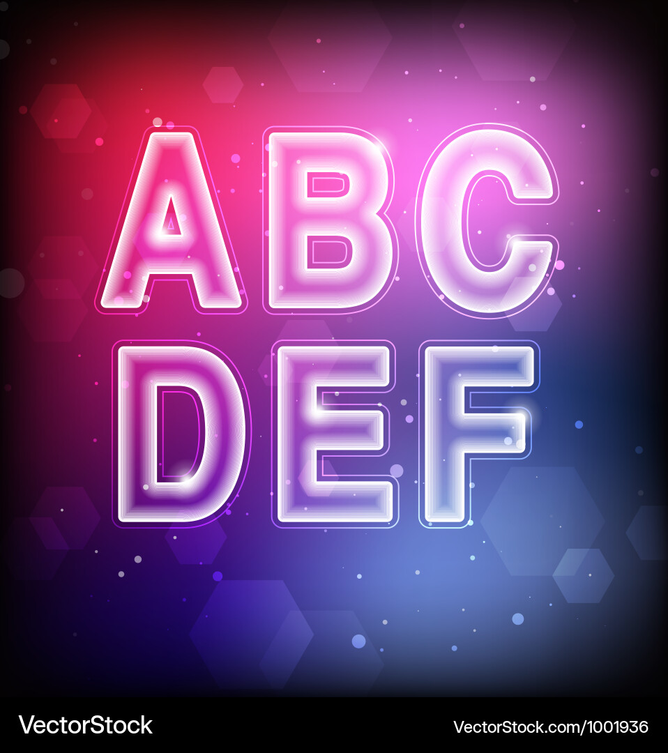 Neon Alphabet Letterforms vector image