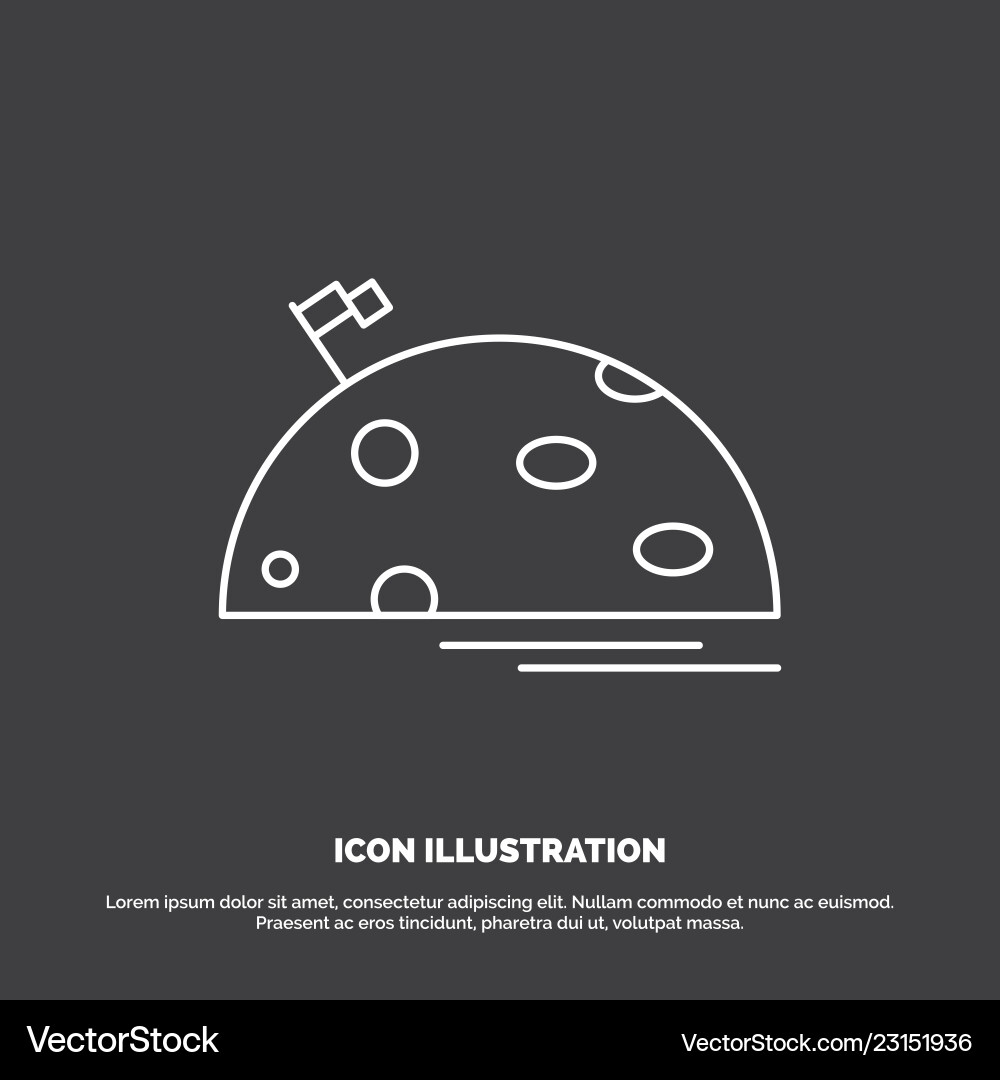 Planet space moon flag mars icon line symbol Planet space moon flag mars icon line symbol vector image