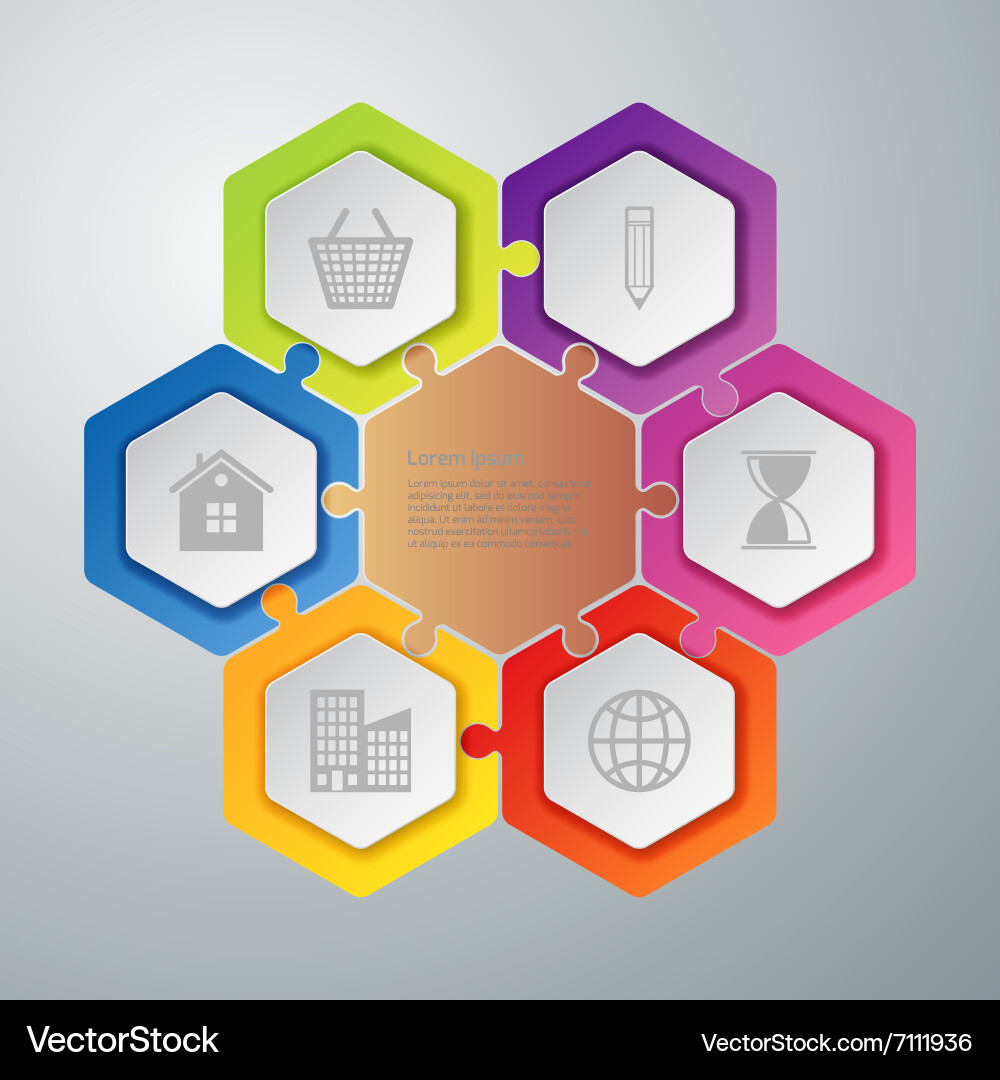 Puzzle Hexagon Set vector image