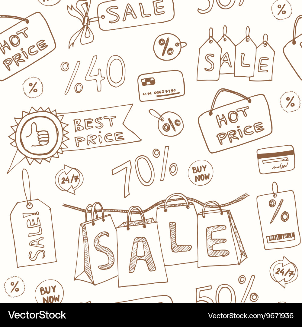 Seamless pattern with sale icons set Vector Image