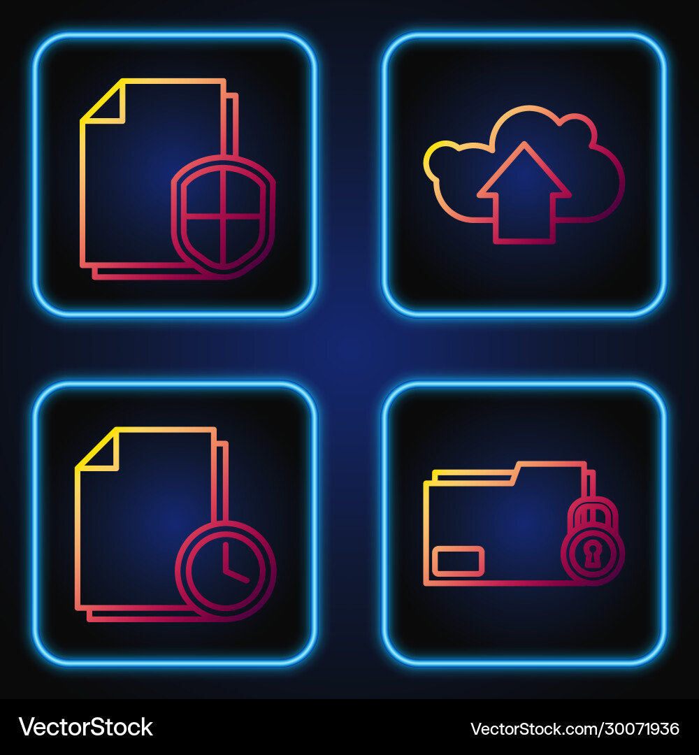 Set line folder and lock document with clock Set line folder and lock document with clock vector image