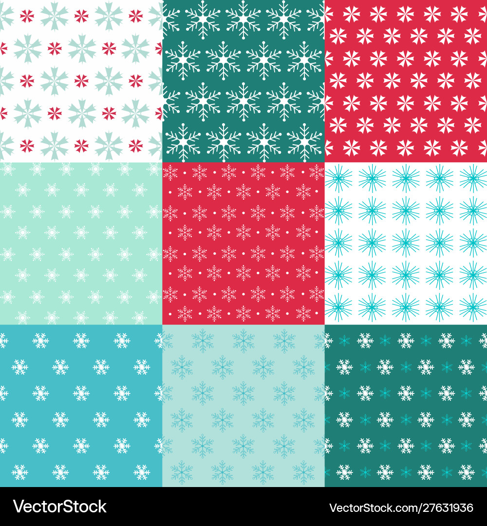 Snowflakes seamless background pattern set Snowflakes seamless background pattern set vector image