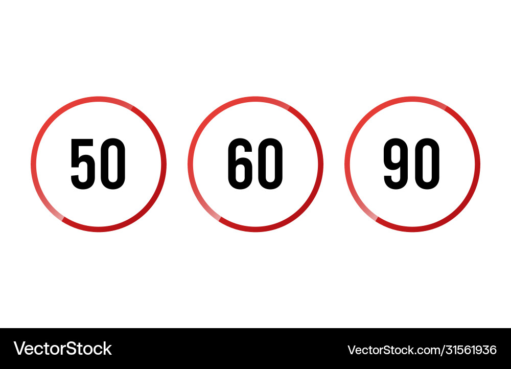 Speed limit sign set - isolated circle vector image