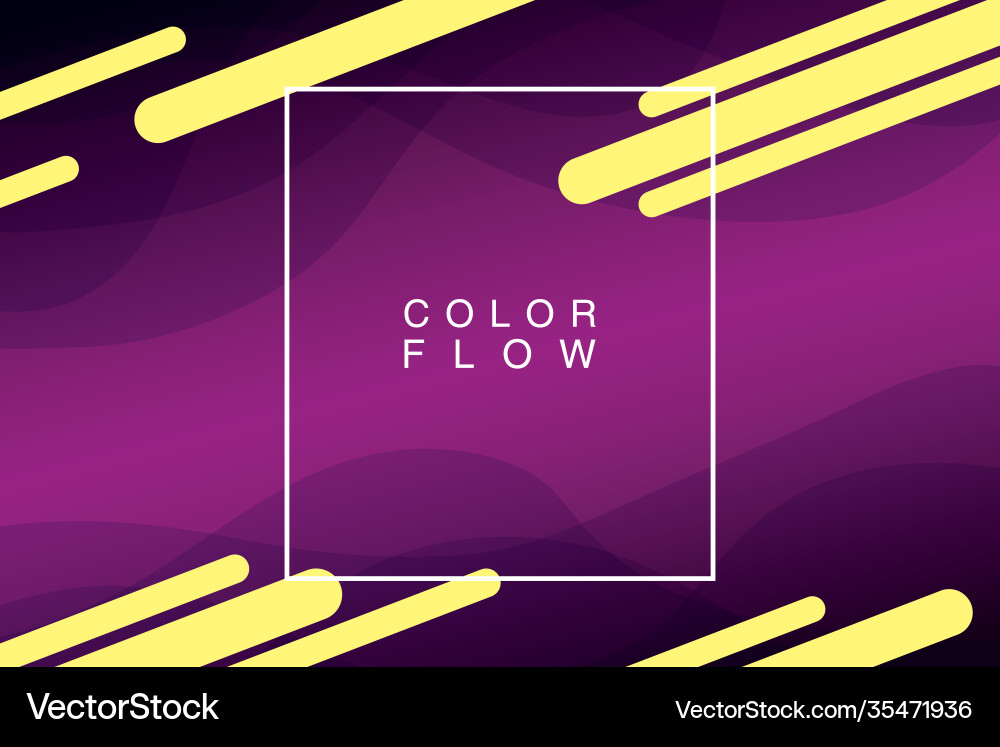 Vivid color flow with square frame background vector image