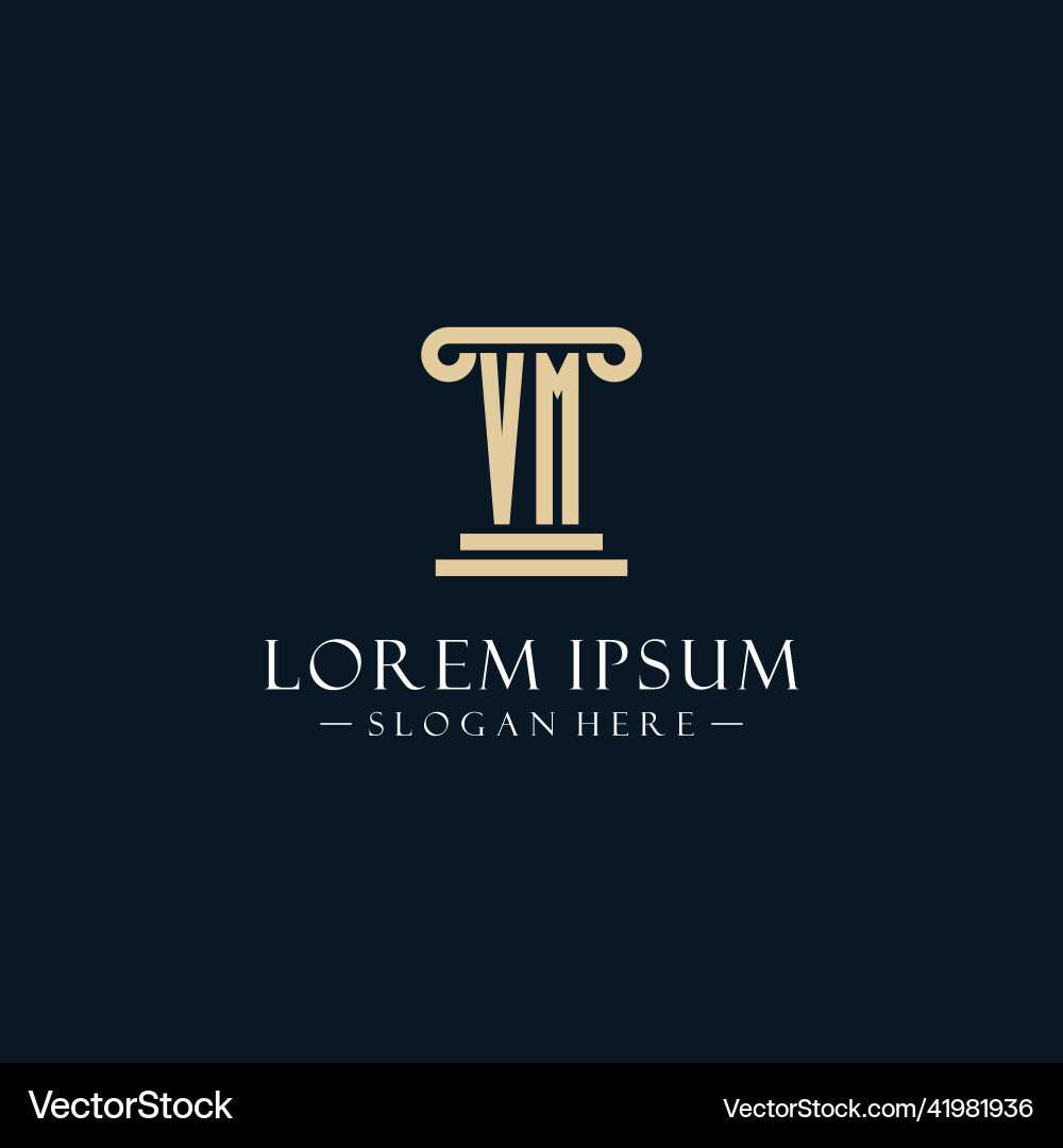 Vm initial monogram logos with pillar shapes style Vector Image
