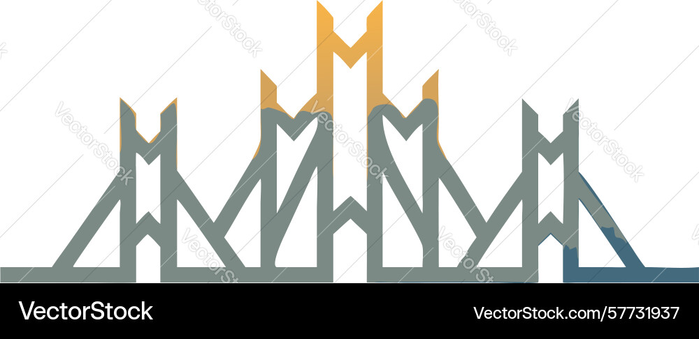 Abstract geometric bridge structure design vector image