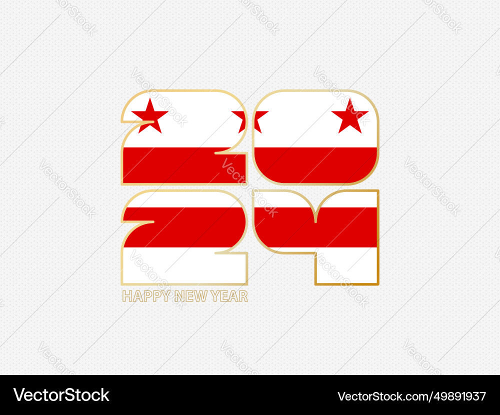 Abstract numbers 2024 with flag of district vector image