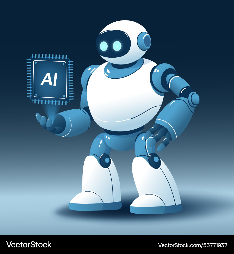 Ai robot with chip processor artificial assistant Ai robot with chip processor artificial assistant vector image