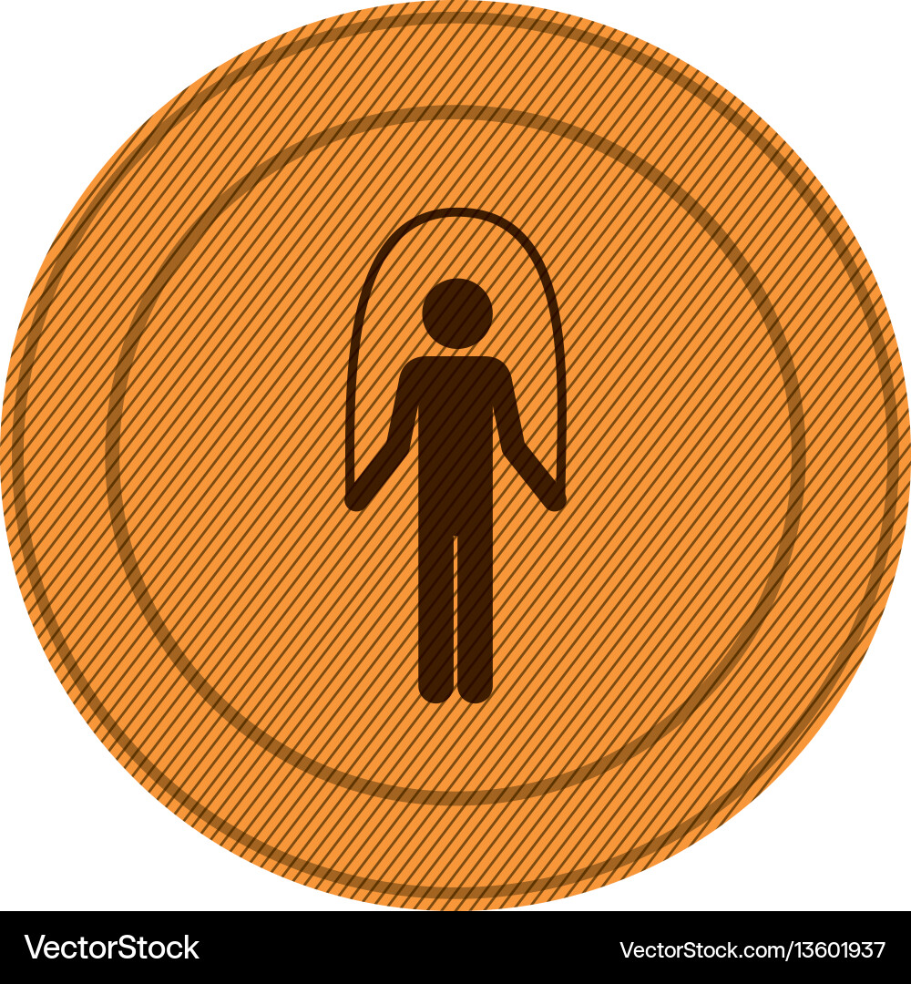 Amber circular frame with training in jumping rope Vector Image