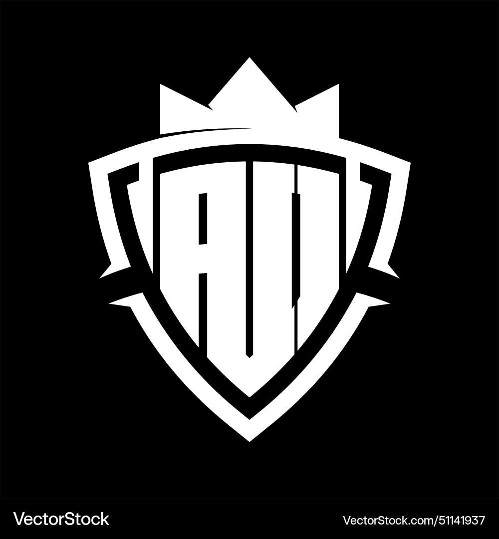Ao letter monogram with triangle curve shield vector image