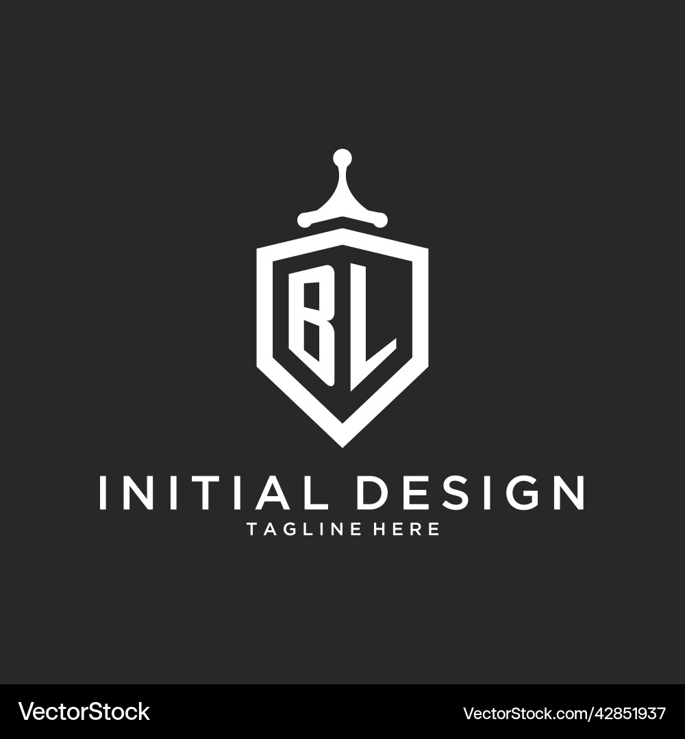 Bl monogram logo initial with shield guard shape Vector Image