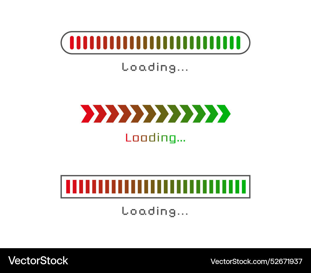 Collection loading bar status icon set of loaded Vector Image