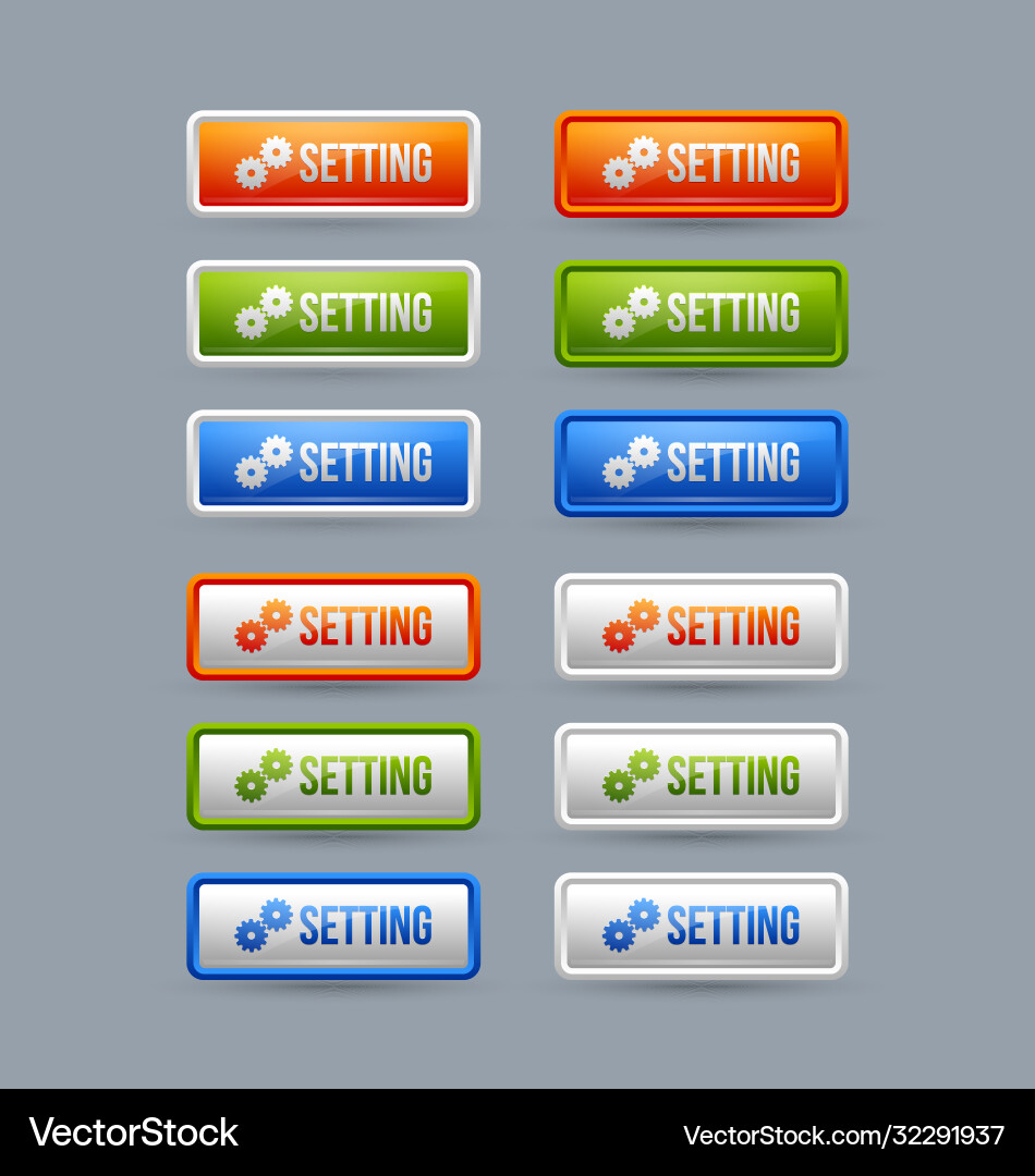 Glossy setting buttons vector image