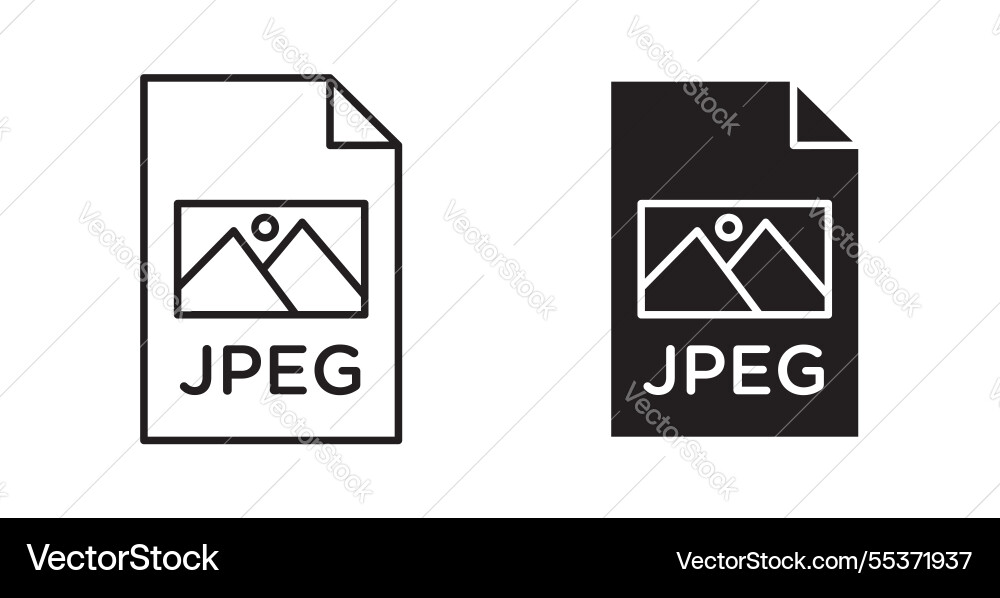 Jpg icon set in thin line for web Vector Image