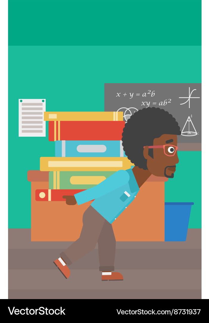 Man with pile of books Vector Image