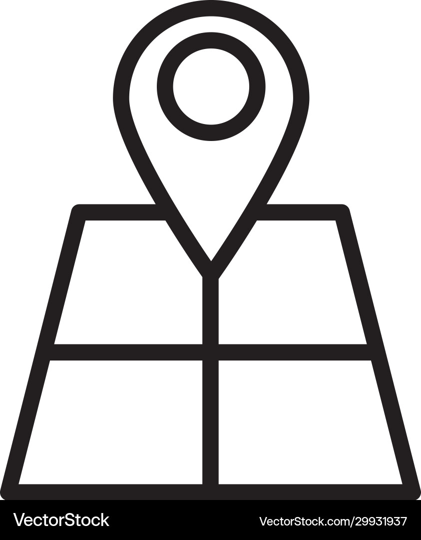 Paper map guide with pin location line style icon Paper map guide with pin location line style icon vector image