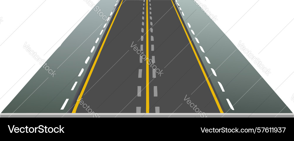 Perspective road with double dashed lines design vector image
