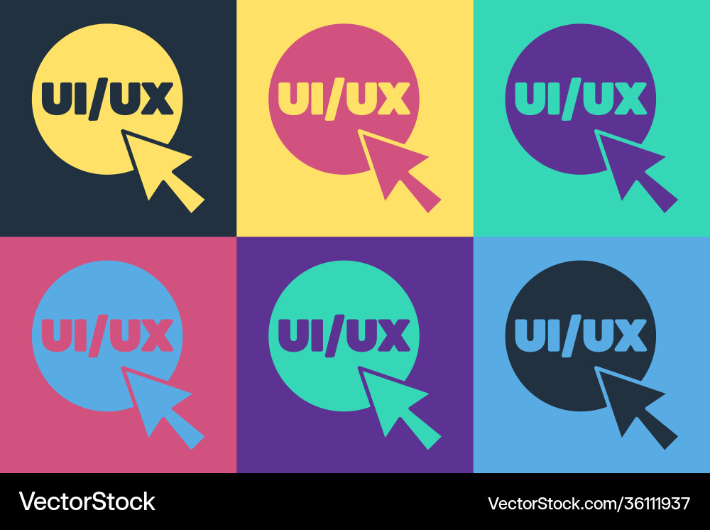 Pop art ui or ux design icon isolated on color Pop art ui or ux design icon isolated on color Vector Image